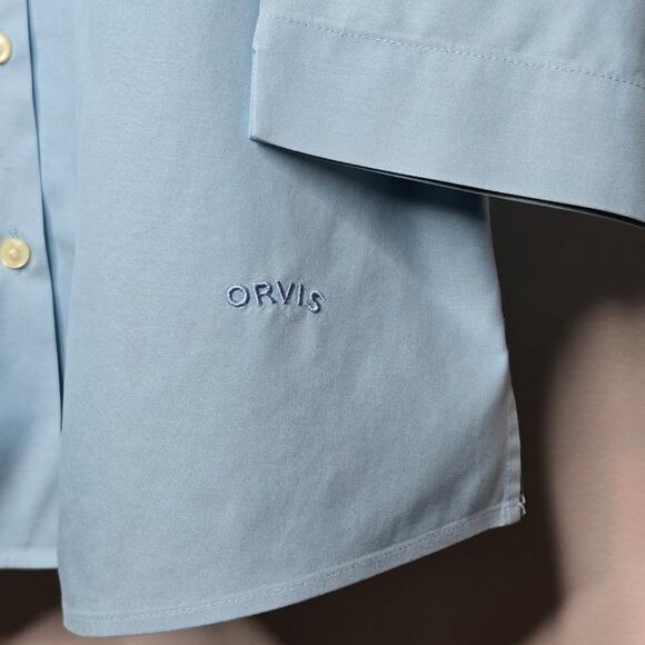ORVIS Light Blue Wrinkle Free Button-Up 3/4 Sleeve Shirt Size 10 - Picture 6 of 8